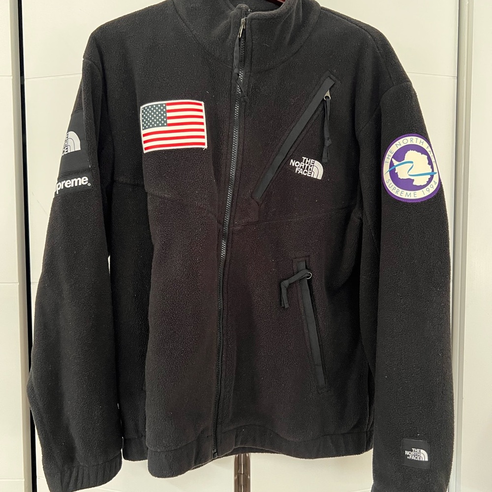 Supreme SS17 trans Antarctica expedition fleece jacket American flag sz L